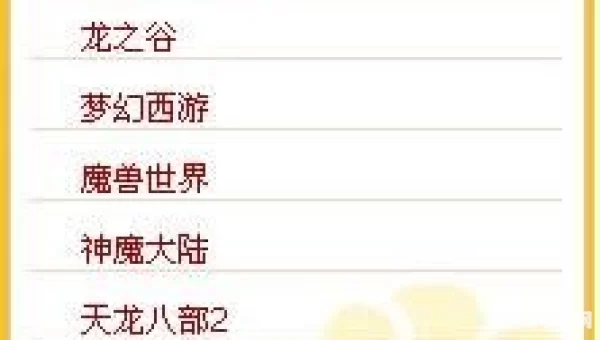 网络游戏人气排行榜